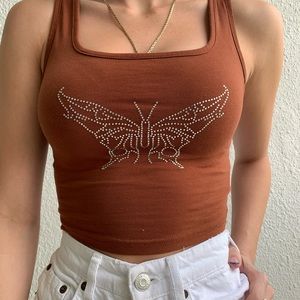 Small burnt orange bedazzled crop top